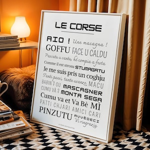 Póster corso - Póster de palabras y expresiones corsas - Póster minimalista - Decoración francesa - Póster de regalo de Navidad para imprimir