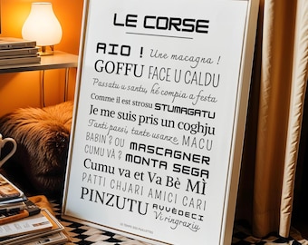 Corsican Poster - Corsican Words and Expressions Poster - Minimalist Poster - French Decoration - Christmas Gift Poster to Print