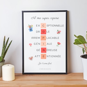 Personalized girlfriend poster - Poster for best friend scrabble by les petits PDF
