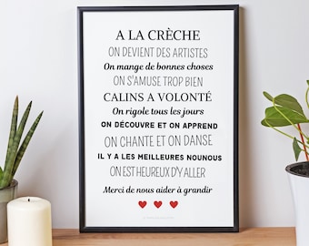 Affiche a la crèche personnalisé - poster merci crèche - cadeau crèche - Affiche à télécharger par Les Petits PDF