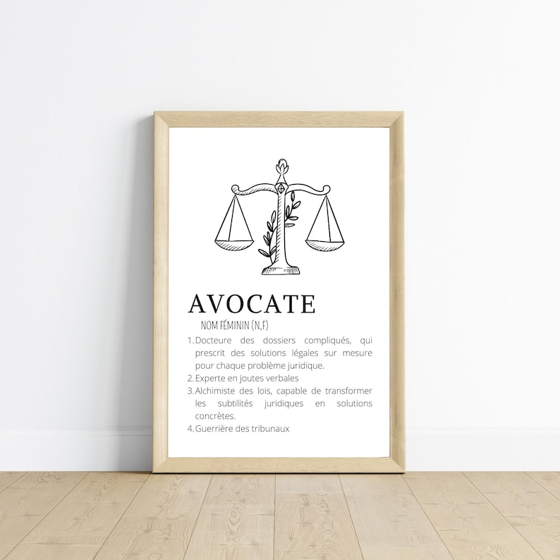 Affiche définition avocat Affiche minimaliste pour avocate cadeau