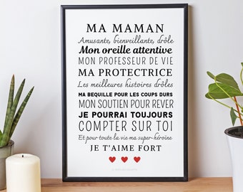 Affiche maman personnalisée - fête des mères - cadeau mamie maman par Le Temps des Paillettes par Les Petits PDF & Co