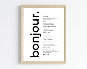 Airbnb Welcome Poster Template in French and English – Canva Template for Seasonal Rental by Les Petits PDF
