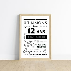 Affiche 12 ans - Carte 12ème anniversaire - Décoration de fête d'anniversaire  par Les Petits PDF