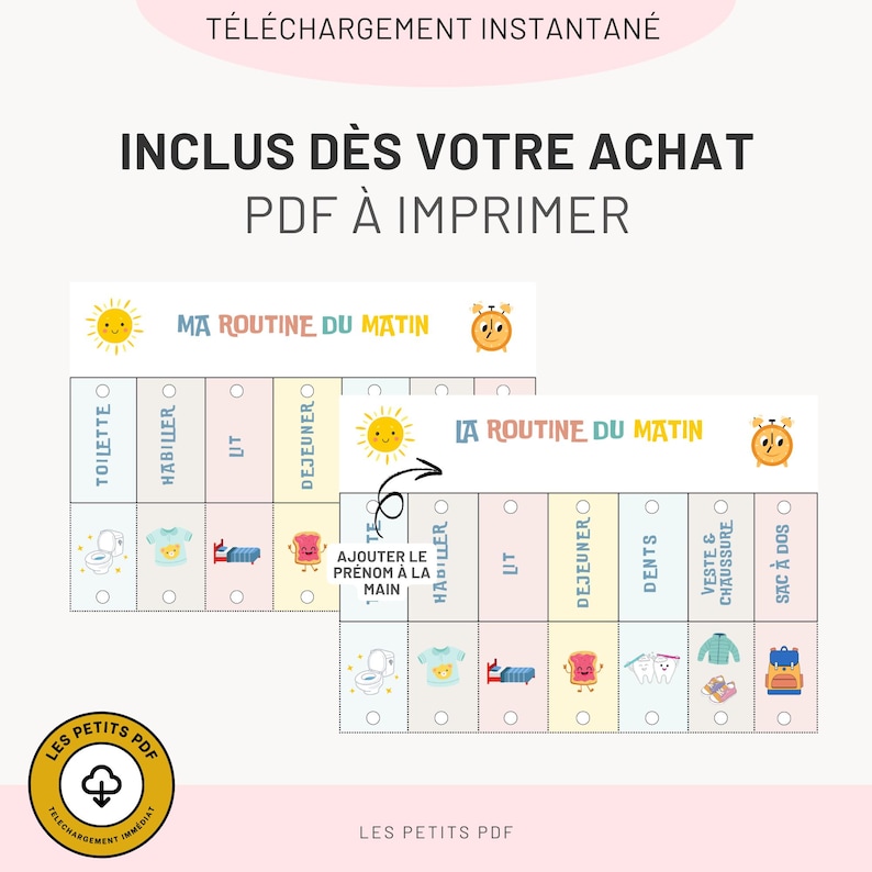 Routine Enfant Matin et Soir editable et Personnalisable | Planning ...