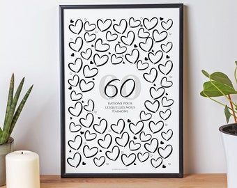 60th Birthday - Reasons Why We Love You Poster - Party Decoration by Les Petits PDF