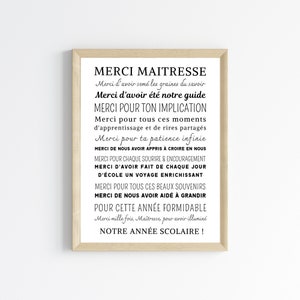 Cartel de agradecimiento al profesor - regalo de fin de curso para el profesor - marco para el profesor de Les Petits PDF