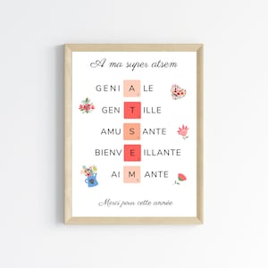 Póster de Scrabble de Atsem - Póster de definición de Atsem - Póster de calidad de Atsem - Regalos para profesores - Decoración de pared