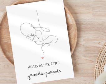 Carte annonce de grossesse grands parents - Carte à imprimer - Annonce bébé originale - idée annonce grossesse