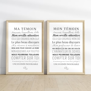 Wedding witness poster - gift for witness - printable witness poster by Les Petits PDF