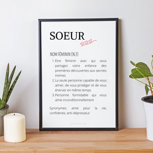 Sister definition poster - Perfect poster to offer as a Christmas gift to a super sister by Les Petits PDF