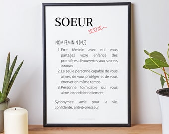 Sister definition poster - Perfect poster to offer as a Christmas gift to a super sister by Les Petits PDF