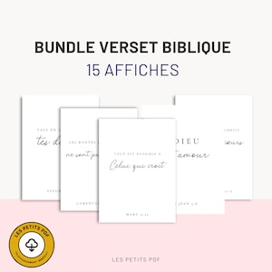 Bundle 15 Bible verses in French - 15 posters with Bible quotes - Christian wall art - Christian decoration by Les Petits PDF