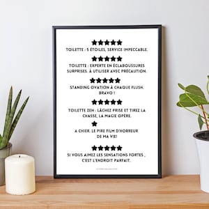 Toilet humor poster - WC rating poster - 5 star toilets - Wall decoration