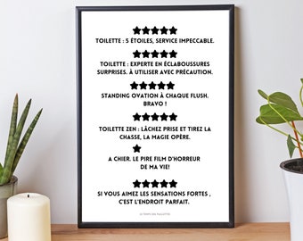 WC humor poster - rating poster for WC - 5 star toilets by Les Petits PDF & Co