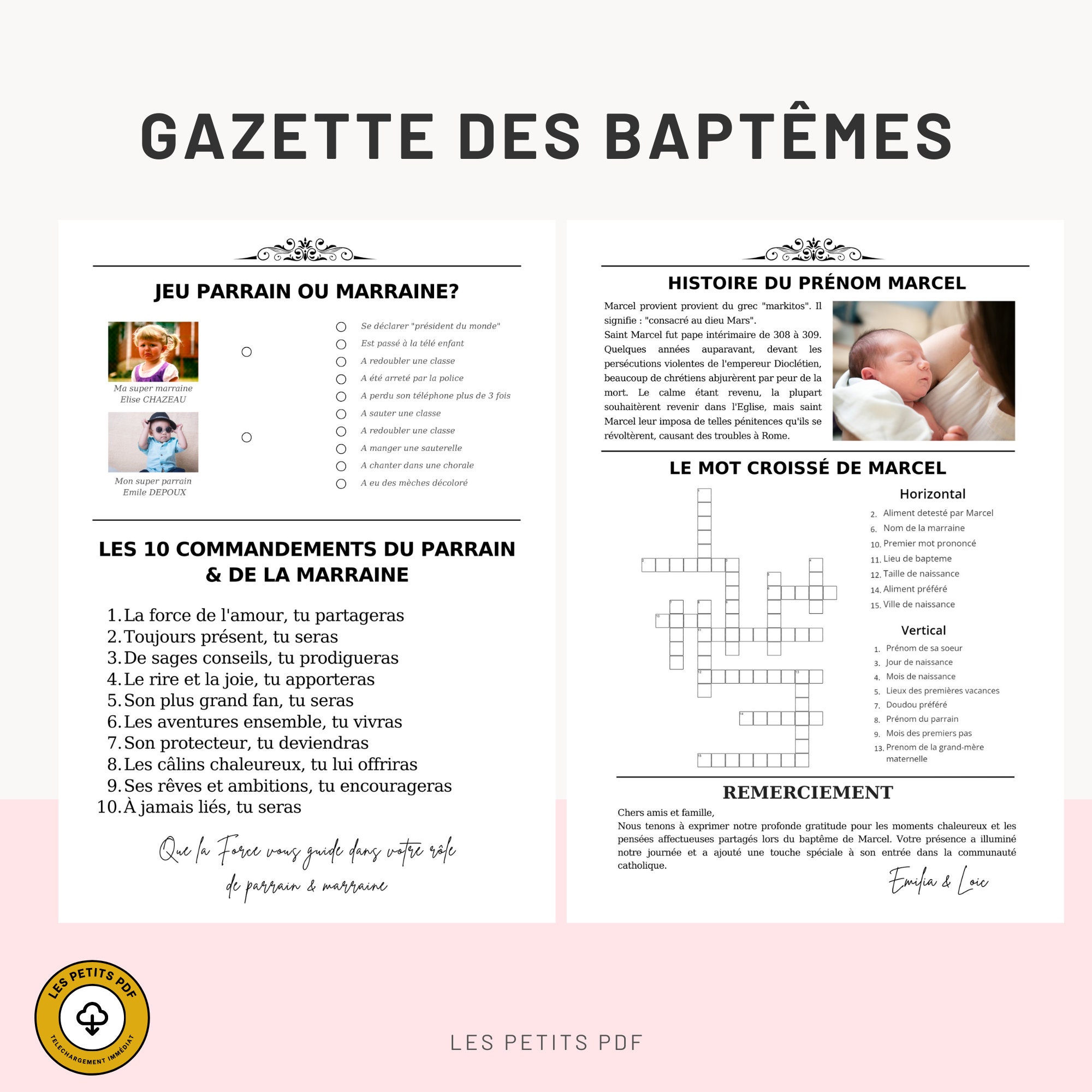 La gazette du baptême - Template & modèle Canva DIY - Journal ...