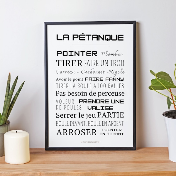 Affiche pétanque - Affiche mots et expressions de pétanque - Poster pétanque par Les Petits PDF