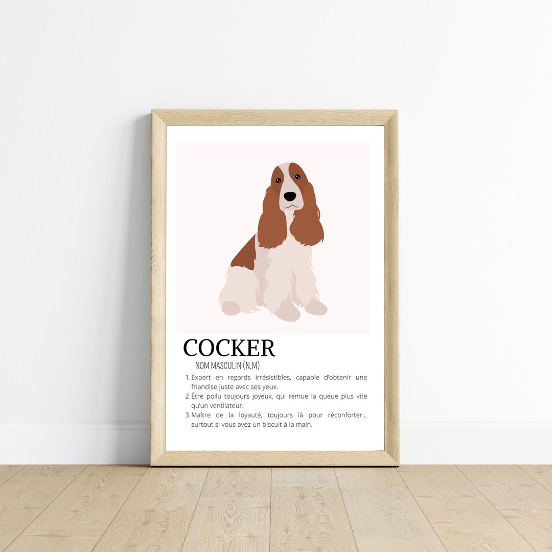 Cocker Definition Poster and Abstract Illustration - Dog Fan Decoration ...