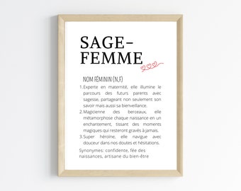 Affiche définition sage-femme - cadeau pour sage-femme par Les Petits PDF