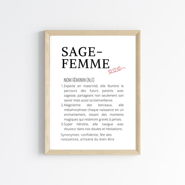 Affiche définition sage-femme - cadeau pour sage-femme par Les Petits PDF