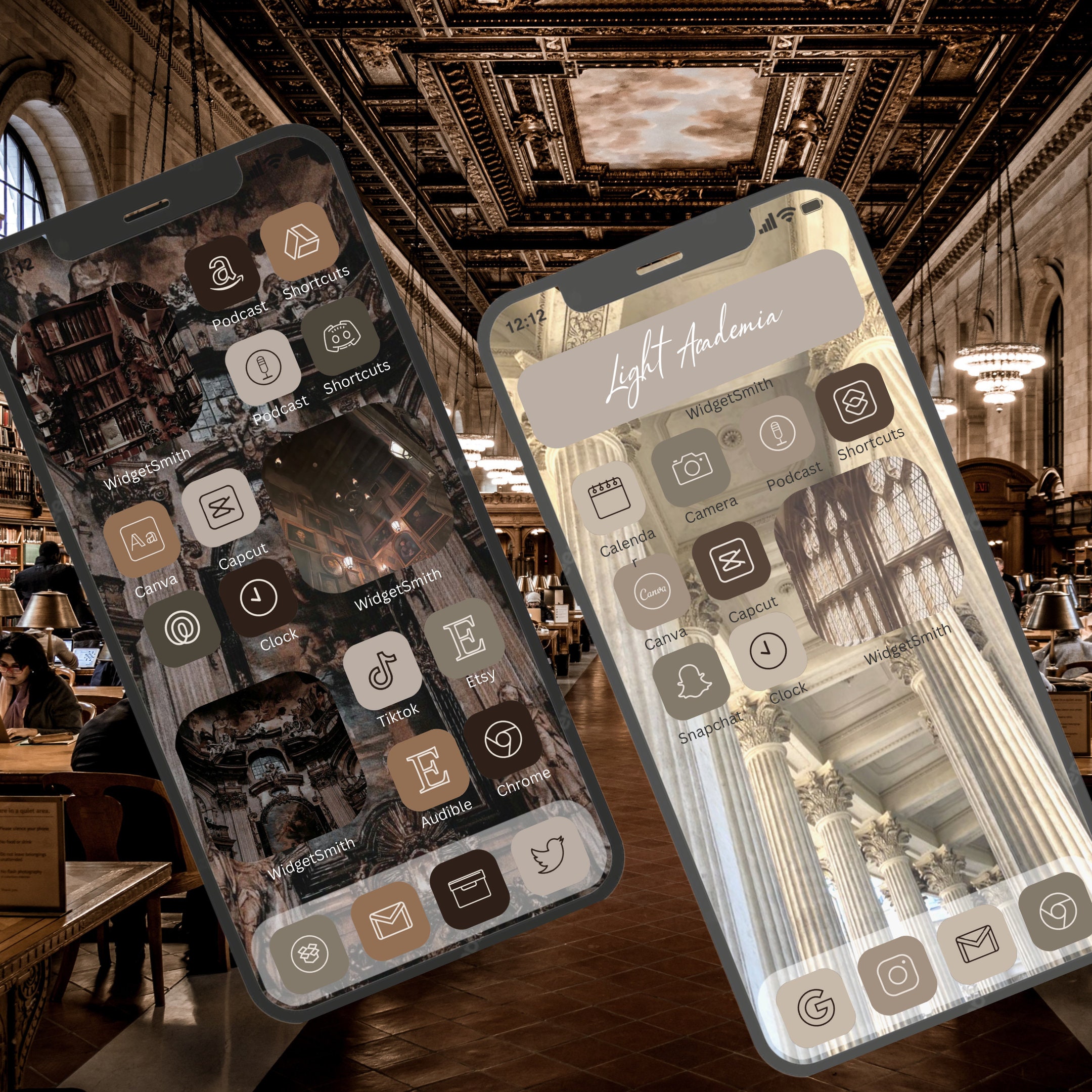 Dark & Light Academia Aesthetic iPhone Icon Bundle | Icons With ...