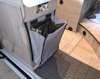 Saco de lixo com suporte magnético para autocaravanas, furgões camperizados e todos os tipos de veículos recreativos.