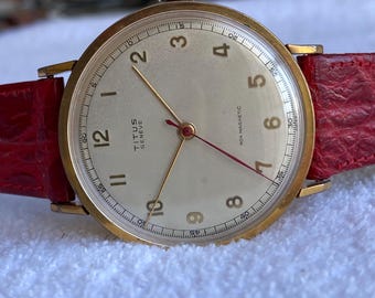 機械式腕時計 スイス製 60年old TITUS 17石 手巻式 33ミリ 稼働 60 年代のビンテージ スイス製メンズ腕時計「TITUS」。希少なスイス製