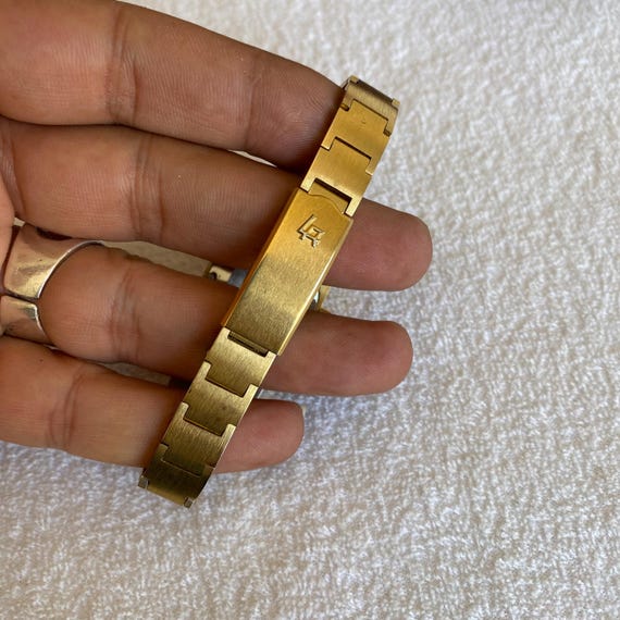 1970s Louis Rossel Automatic Watch – Red Dial Gold Tone Retro Bracelet Style View 5