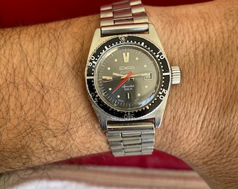 Vintage Duward Aquastar Oceanic Automatik Taucheruhr 200 M – 1970er Jahre Swiss Made Damen Armbanduhr