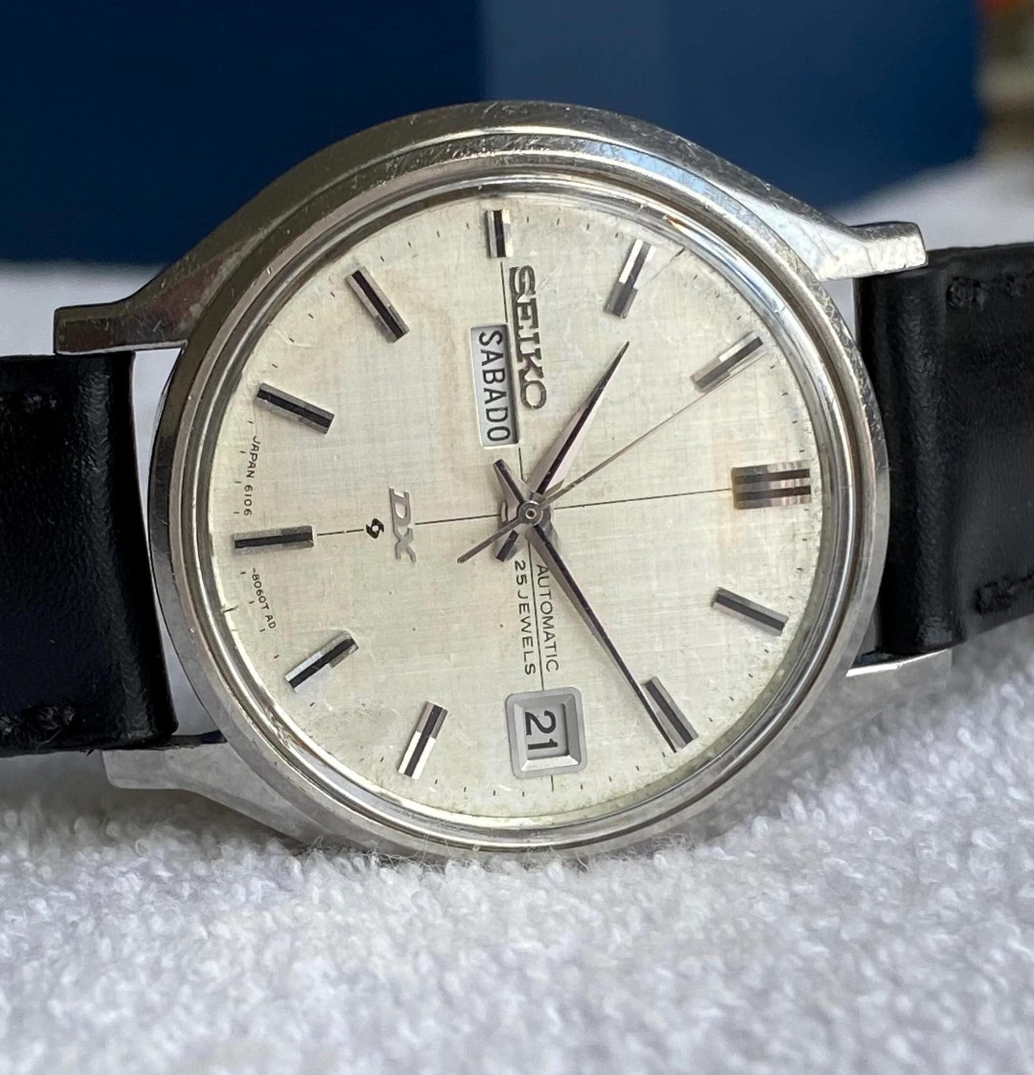 Vintage Seiko DX Automatic Watch, Silver Dial, Day-date, 25 Jewels