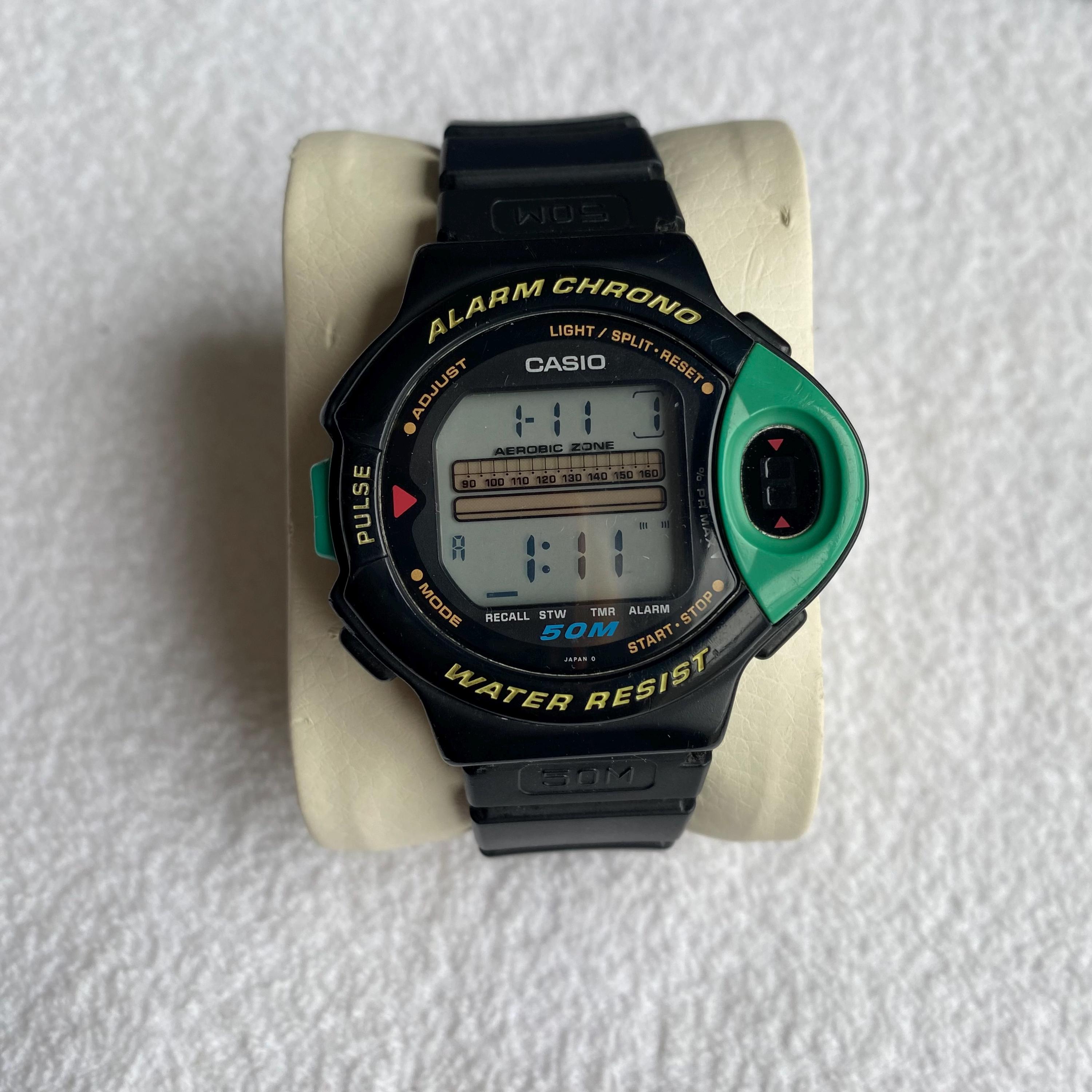 その他 CASIO ESC-90WE Vintage 90s Casio JP-200W Digital Watch: Pulse Sensor, 50M Water
