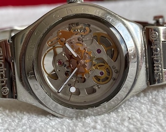 Vintage Swatch Irony Automatic Skeleton Watch 37mm | Swiss Mechanical, Transparent Caseback