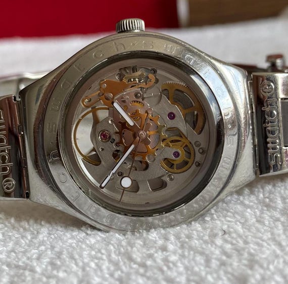 Vintage Swatch Irony Automatic Skeleton Watch 37mm | Swiss Mechanical, Transparent Caseback