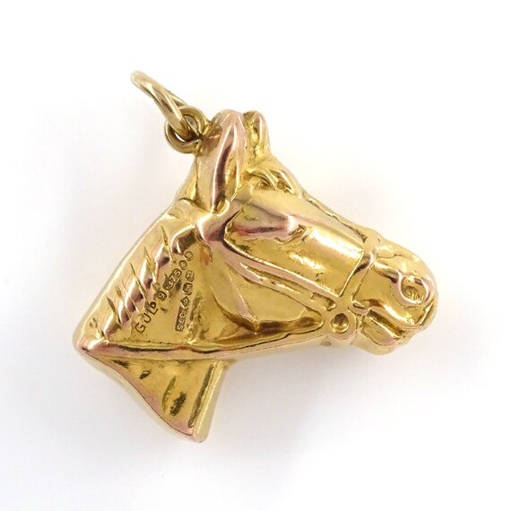 Georg Jensen Vintage 9ct gold horse head charm / … - image 3