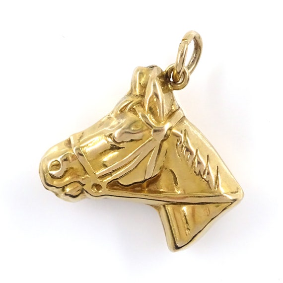 Georg Jensen Vintage 9ct gold horse head charm / … - image 2