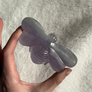 Crystal Bee Carving Yttrium Fluorite Lavender Fluorite Crystal Carving Bumble Bee Crystal Bumblebee Crystal Gift for Crystal Lover