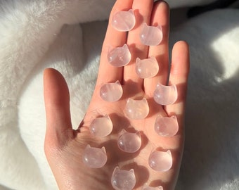 Rose Quartz Cat Head Crystal Carving Crystal Gift for Crystal Lover Gift for Cat Lover Gift Rose Quartz Crystal Cat Carving Crystal Gridding