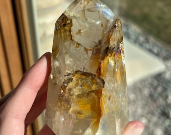 Dendritic Golden Healer Tower Dendrite Crystal Tower Crystal Gift for Crystal Lover Gift Golden Healer Crystal Tower Hematoid Quartz Point