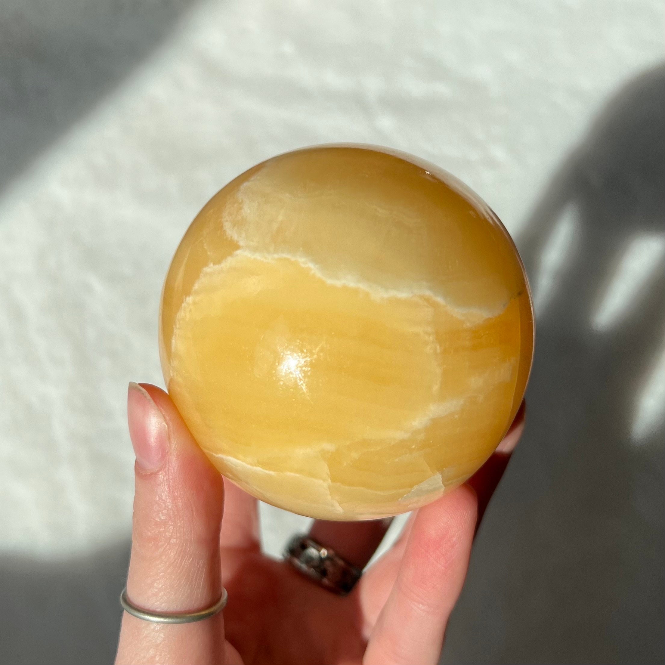 Orange Calcite Sphere Orange Banded Calcite Sphere Polished Orange