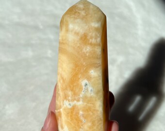 Orange Calcite Tower Orange Banded Calcite Tower Crystal Calcite Tower Crystal Gift for Crystal Lover Gift Crystal Point Orange Crystal
