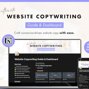 The Ultimate Website Copywriting Guide and Dashboard | Copywriting Template, Content Planner, Website Copy, ChatGPT Prompts