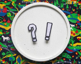 Hair clips QUESTION EXCLAMATION MARKS (2 pcs) original design, machine embroidered, interesting accessories, emoticons hair accessories