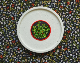 MAGIC MUSHROOMS patch for trance psychedelic music lovers, forest lovers, armillaria, fungi accessories, fluorescent thread, sew or iron on