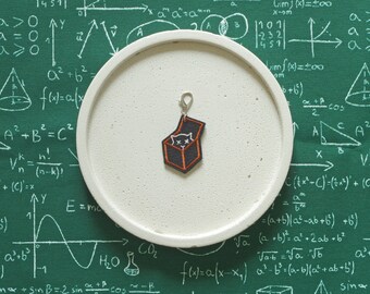 Zipper charm SCHRODINGER'S CAT, in the box, two sided, quantum mechanics, intellectual jewelry, physics accessories, cat lover