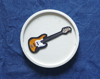 BASS GUITAR patch for music lovers, rock group, rosewood guitar with white velour