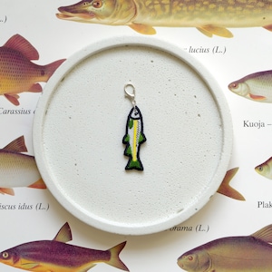 Zipper charm FISH GOLDEN TROUT, nachtleuchtend, interessanter Schmuck, verrücktes Accessoires, zweiseitig, Angeln, Fischer