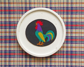 Large ROOSTER patch, crowing, Cockadoodledoo, giedantis gaidys, kakariekū, colorful, machine embroidered, iron-on