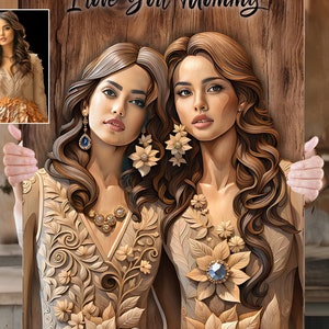 Personalized Bride and Mother Portrait Art | Mother of Bride Custom Wedding Art, Marriage Gift, Mom and Daughter Drawing, Quote Art Digital