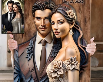 Custom Photo on Wood, Engraved Photo on Wood with Watercolor Style, Custom Wall Art, Personalized Portrait from Photo as Long Distance Gift