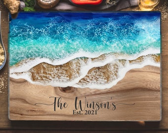 Personalized Cutting Board Mothers Day Gift Ideas From Daughter Mom Gifts from Kids Custom Charcuterie Board Box Ocean Grandma Gift for Mom